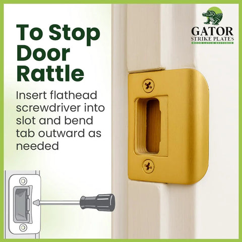 Quick DIY fix for doors that won't stay closed, this universal latch strike plate with screws, installed on a door frame