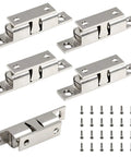 Double Ball Tension Roller Catch Latch Set 2.75 Inches For Cabinet Closet And Furniture Doors Solid Brass Hardware With Screws Chromium Plated