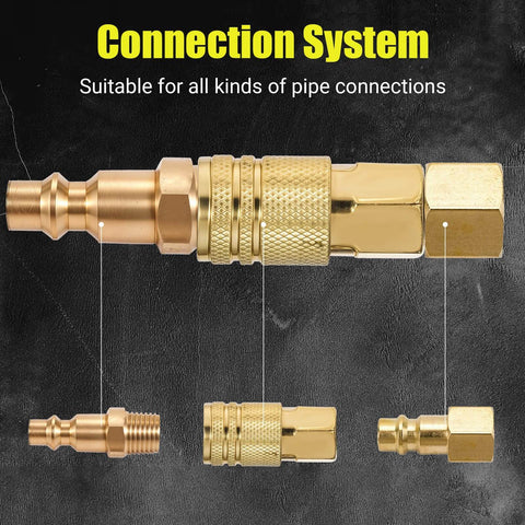 20 Pack One Quarter Inch Brass Female Industrial Couplers Bulk Kit For Air Hoses And Quick Connects, NPT Internal Fittings, 300 PSI Max