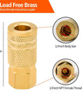 10 Pack 1/4-Inch Brass Female Industrial Couplers Quick Connectors For Air Hose Fittings NPT Female, side view