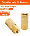 10 Pack 1/4-Inch Brass Female Industrial Couplers Quick Connectors For Air Hose Fittings NPT Female, 300 PSI Max