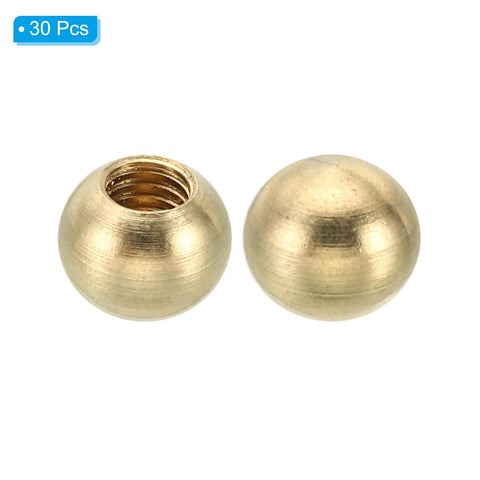 Brass Ball Lamp Finial M6x1 Thread Cap Nuts Knob Set 30 Pack, smooth metal finish, close-up view of brass finials.