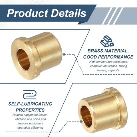 Three Piece Brass Flange Bearings Set With Self Lubricating Sleeve Bushings details, highlighting brass material and self-lubricating properties.