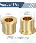 Three Piece Brass Flange Bearings Set With Self Lubricating Sleeve Bushings, showing dimensions and brass finish