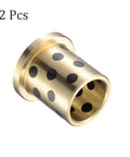 Two Pack Flange Sleeve Bearings Self Lubricating Brass Bushings 16Mm By 20Mm By 25Mm With 26Mm Flange Diameter And 3Mm Flange Thickness For Equipment Use Durable Cast Brass With Graphite Impregnation