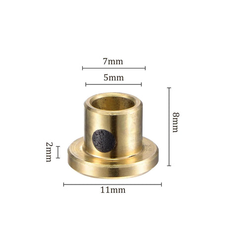 Two Pieces Flange Sleeve Bearing Set For Machine Tools Self Lubricating Brass Bushings Oilless Wrapped 5mm Bore 7mm OD