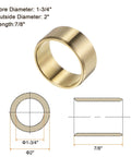 Illustration of two pieces flanged sleeve bearing brass alloy oilless bushing for equipment and machinery use gold color 1-3/4 x 2 x 7/8 inch