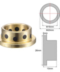 Self Lubricating Flanged Sleeve Bearings 16mm Bore 20mm OD 10mm Length 26mm Flange Diameter 3mm Flange Thickness Brass With Graphite Oil Free 2 Pack Set with diagram