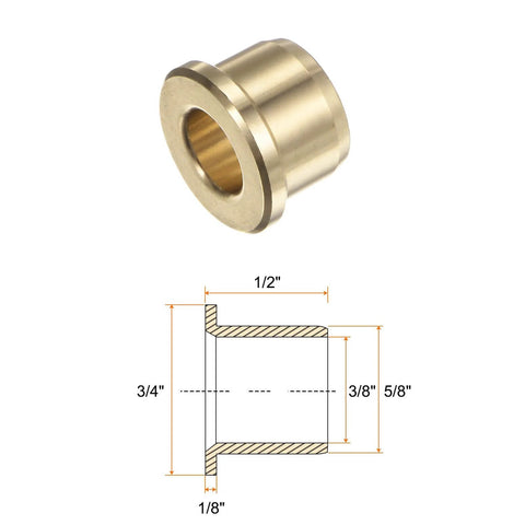 Two Pack Flanged Sleeve Bearings With Three Eighths Bore And Five Eighths Outer Diameter For Transmission And Conveyor Systems, brass bushing