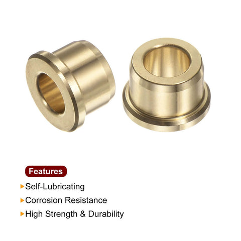 Two Pack Flanged Sleeve Bearings With Three Eighths Bore And Five Eighths Outer Diameter For Transmission And Conveyor Systems Half Inch Length