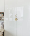 Brass Flower Branch Cabinet Handle 5.91 Inch Blossom Drawer Pull Knob installed on white wardrobe door