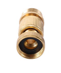 Close-up of Heavy Duty Brass Garden Hose Quick Connector Set Three Quarters Inch GHT Easy Connect Fittings