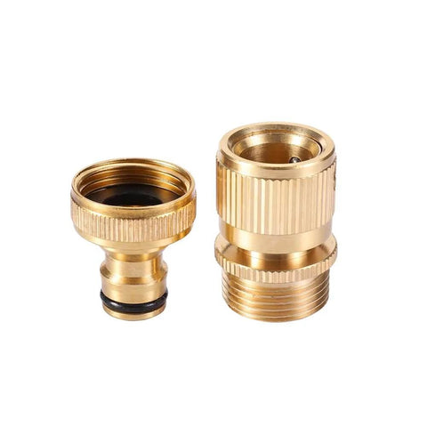 Heavy Duty Brass Garden Hose Quick Connector Set Three Quarters Inch GHT Easy Connect Fittings Quick Disconnect Male And Female For All Standard Hoses