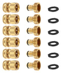 Solid Brass Garden Hose Quick Connectors Three Quarter Inch Thread Fittings No Leak Water Hose Male And Female Easy Connect Six Pack For Sprayers Nozzles Faucets And Irrigation Accessories