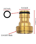 Heavy Duty Brass Garden Hose Quick Connect Fittings 3/4 Inch GHT Rust Resistant Quick Connect Hose Couplings Durable Water Hose Connectors