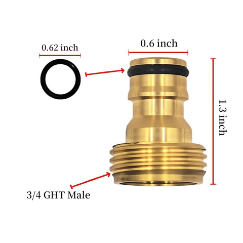 Heavy Duty Brass Garden Hose Quick Connect Fittings 3/4 Inch GHT Rust Resistant Quick Connect Hose Couplings Durable Water Hose Connectors