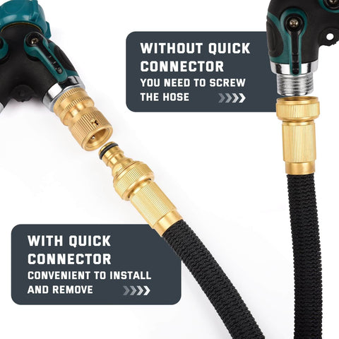 Solid Brass Garden Hose Quick Connect Set Three Quarter Inch GHT No Leak Fittings Heavy Duty Pro Grade Adapters in use