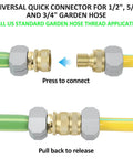 Brass Full Flow Garden Hose Quick Connect Fittings Three Quarter Inch GHT Quick Disconnect Connector Coupler tool