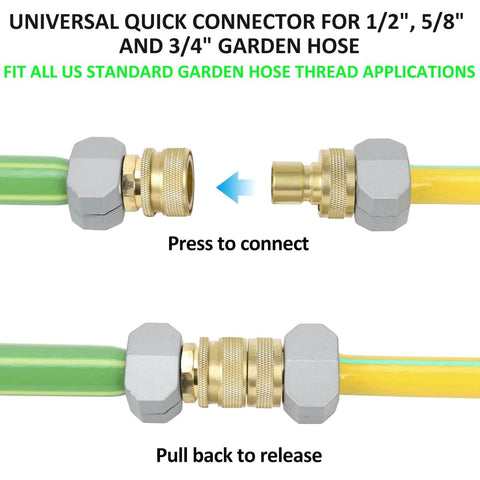 Brass Full Flow Garden Hose Quick Connect Fittings Three Quarter Inch GHT Quick Disconnect Connector Coupler tool