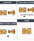 Solid Brass Garden Hose Quick Connect Set Three Quarter Inch GHT No Leak Fittings assembly instructions