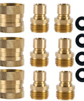 Brass Garden Hose Quick Connect Kit With 3 Female Couplers And 6 Male Nipples For 3/4 Inch GHT Water Hose Connectors Durable Leak Free Quick Connect System