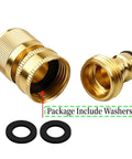 Heavy Duty Brass Garden Hose Quick Connect Fittings 3/4 Inch GHT Rust Resistant Quick Connect Hose Couplings in package with washers