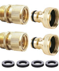 Solid Brass Garden Hose Quick Connect Set With 3/4 Inch GHT, Universal Water Hose Fittings, Includes 2 Male Connectors