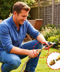Man connecting garden hose using Heavy Duty Brass Garden Hose Quick Connect Fittings 3/4 Inch GHT Rust Resistant Couplings