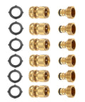 Solid Brass Garden Hose Quick Connectors Set Three Quarter Inch Thread Easy Connect No Leak Universal Fit For Hoses Faucets Pressure Washers And Watering Devices Six Piece Set