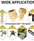 No Hassle Full Flow Brass Garden Hose Quick Release Adapter Fitting with Male and Female Connectors for Outdoor Use