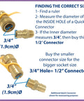 Quick Connect Brass Gas Fitting For Propane And Natural Gas, One Half Inch Male NPT To One Half Inch Male NPT Quick Disconnect diagram.