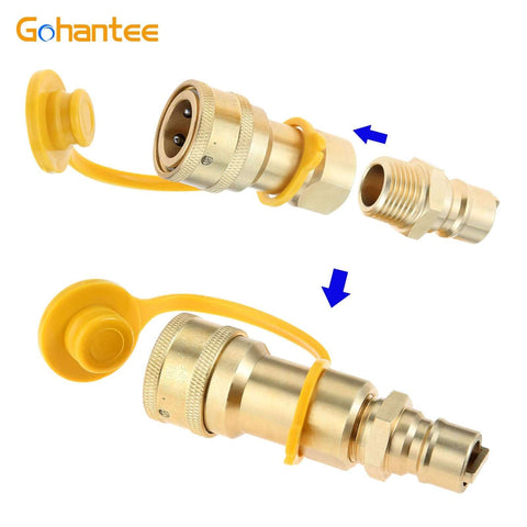 One Half Inch Brass Gas Quick Connect Kit With Male Insert Plug, Natural Gas And Propane Quick Connect Adapter for secure hose connection