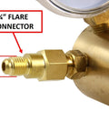 1/4" flare connector on nitrogen and inert gas high pressure regulator with 0-1400 PSI output, beefy brass body, CGA 580 connection.