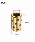 4 Pieces Sleeve Bearings 8mm Bore 15mm OD 24mm Height Wrapped Graphite Impregnated Cast Brass Oilless Bushings