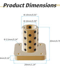 Two Pieces Brass Graphite Wrapped Oilless Sleeve Bearings Square Flanged Bushing 10mm ID 14mm OD 20mm Length Flange Dia 29mm Self Lubricating Plain Bearing For Rotating Or Transmission Machinery