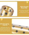 Two Pack Brass Graphite Wrapped Oilless Bushings with Self Lubricating Graphite Bearing for Rotating Machinery and Transmission Equipment Plain Bearing for 8mm Shaft 15mm Outer Diameter 24mm Length, showing high-strength brass alloy with graphite inserts.