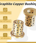 2 Pieces Flanged Sleeve Bearings Brass Graphite Wrapped Oilless Self Lubricating Bushings for rotating machinery, cylindrical view