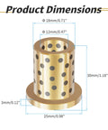 2 Pieces Flanged Sleeve Bearings Brass Graphite Wrapped Oilless Self Lubricating Bushings with dimensions labeled