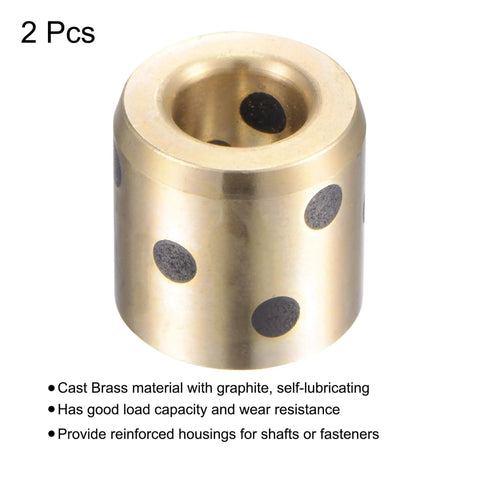 Wrapped Oilless Brass Graphite Sleeve Bearings Set of 2, 8mm Bore, 15mm Outer Diameter, 15mm Length, Self Lubricating Bushings