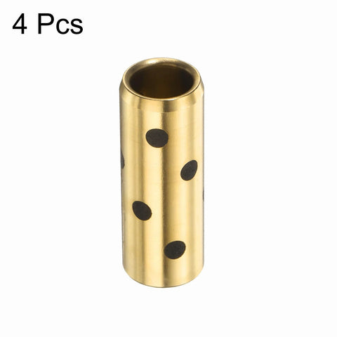 4 Pack Sleeve Bearings 8mm Bore 11mm OD 30mm Length Brass Graphite Oilless Self Lubricating Bushings Front View