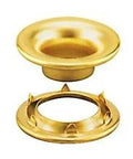 Brass Rolled Rim Grommets and Spur Washers Size 4 Heavy Duty Set displayed separately for detailed view.