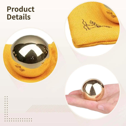 Brass Balls For Hand Exercise - 1.5 Inch Copper Balls - Boost Grip & Finger Strength - Smooth & Portable Hand Therapy Tools