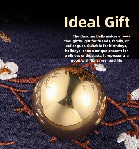 2 Pcs Brass Balls,Hand Therapy Balls, Brass Exercise Ball on floral background, perfect for hand therapy, meditation, and stress relief.