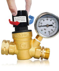 Adjustable Handwheel RV Water Pressure Regulator With Gauge And Inlet Screened Filter for Camper and Travel Trailer by Hourleey