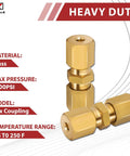 Pack Of 2 Brake Line Fittings Kit Union For Three Sixteenth Inch Tube OD To Three Sixteenth Inch Tube OD Connector displayed.