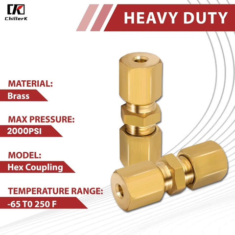 Pack Of 2 Brake Line Fittings Kit Union For Three Sixteenth Inch Tube OD To Three Sixteenth Inch Tube OD Connector displayed.