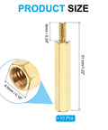 10 Pcs Brass Hex Spacer Screws M2.5 X 25mm And 6mm Brass Hex Standoffs for Drone, Motherboard, and PCB projects, side view.