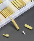 Brass M2 M2.5 M3 Spacers And Standoffs Kit With Screws Nuts And Tweezers 420 Pieces Pro Grade Gear in clear case