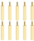10 Pcs Brass Hex Spacer Screws M2.5 X 25mm And 6mm Brass Hex Standoffs arranged on white background