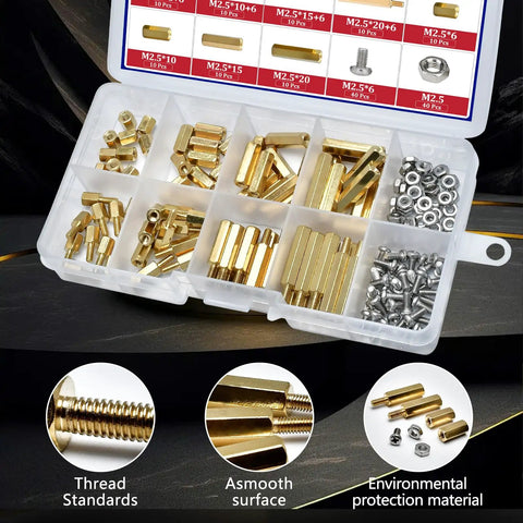M2.5 Hex Standoff Nuts Screws Kit 160 Piece Assortment For PCB And Motherboard Brass M2.5 X6 10 15 20 Standoffs Copper Columns